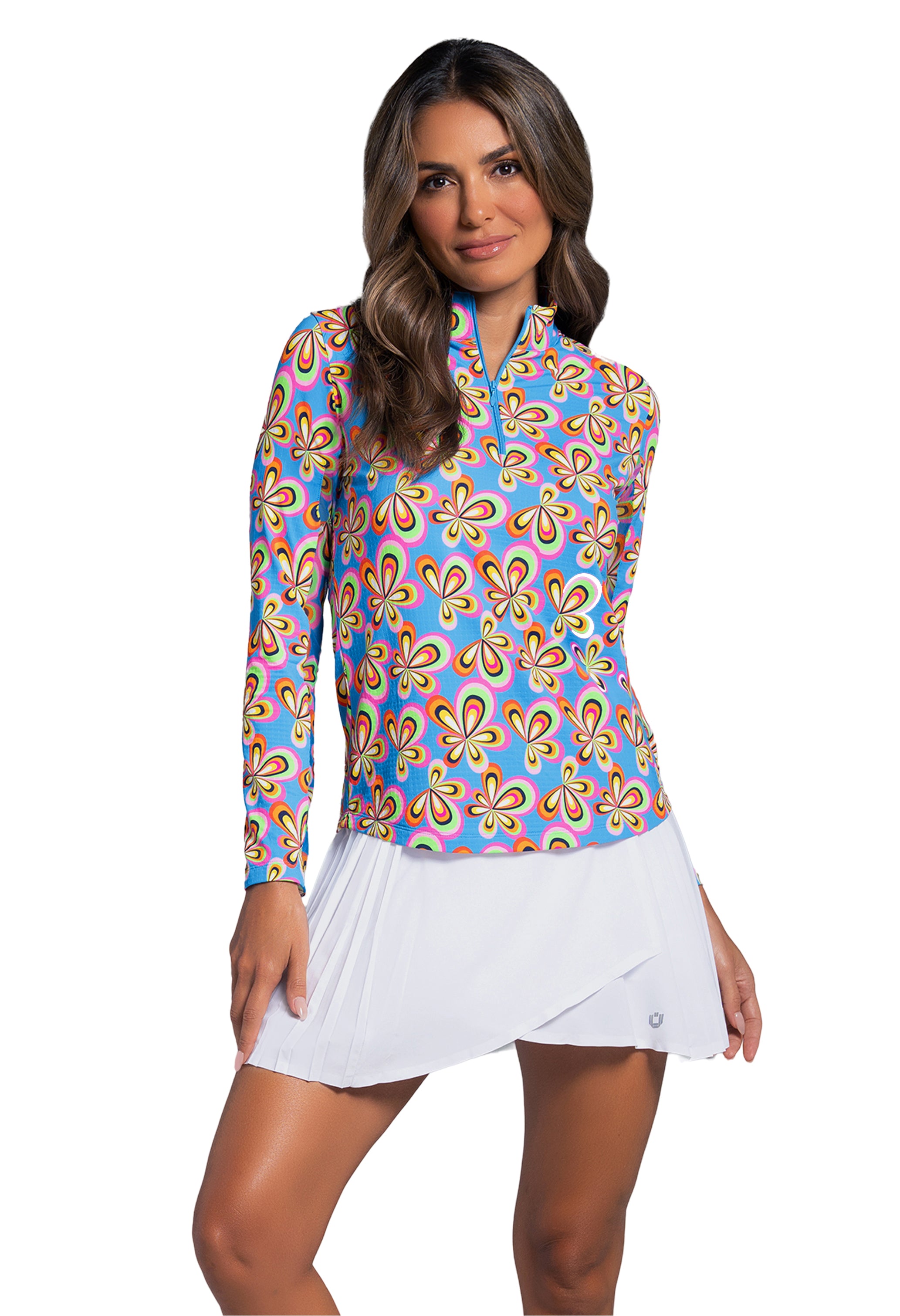 Ibkul Long Sleeve Zip Mock Arya Turquoise 10109 – Peanuts