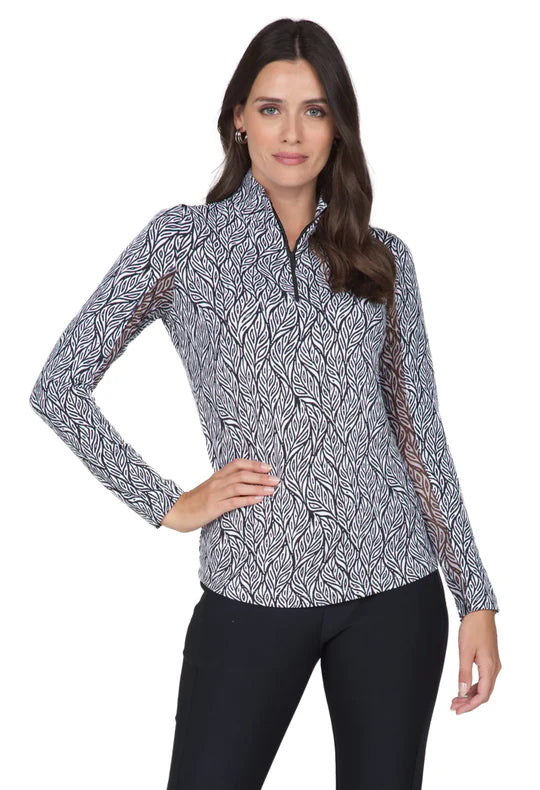 IBKUL Women's Short Sleeve Zip Mock Neck – ICEFIL Cooling Fabric