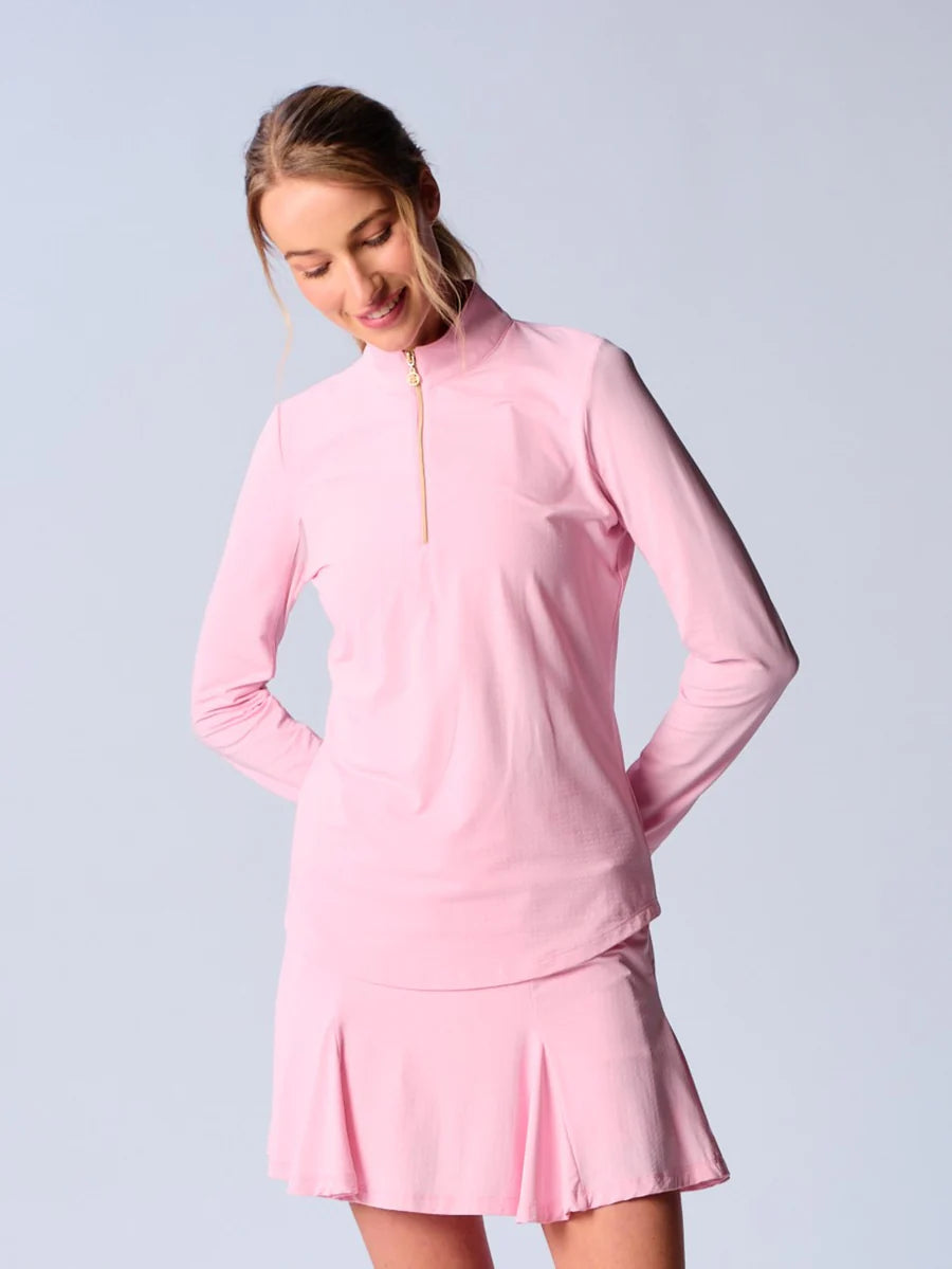 G Lifestyle Clothing Long Sleeve Mock Neck Top - Light Pink - S