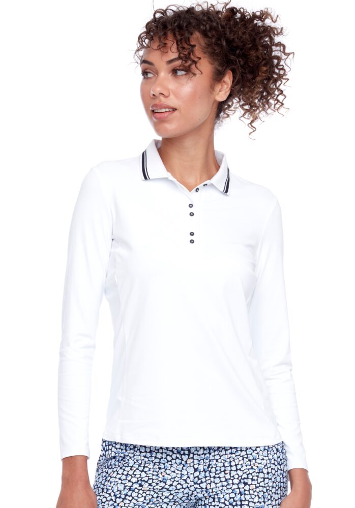 Red, White & Navy Longsleeve Performance Polo main image 1