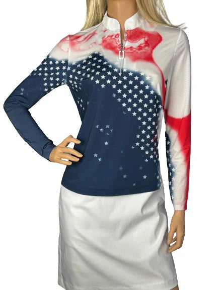 (取寄) ジェイミー サドック レディース ロング スリーブ リバティ プリント トップ Jamie Sadock women Long Sleeve Liberty Print Top Red/White/Blue Women's Jamie Sadock Long Sleeve Liberty Print Top | Zappos.com