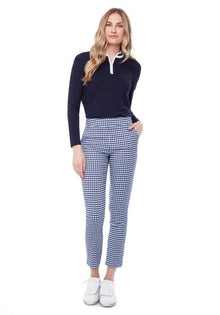  Swing Control  Ankle Pant 28" - Blue/White Gingham