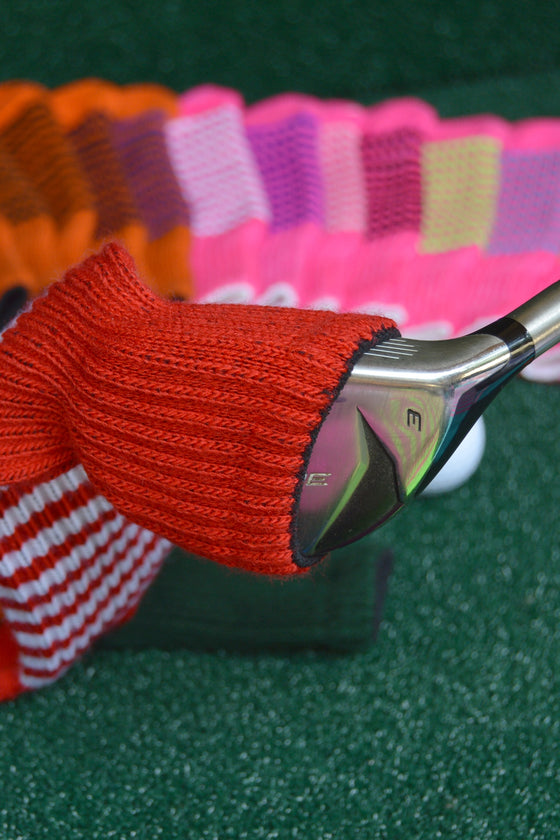 Gold and Light Rose Pink Club Sock Golf Headcover