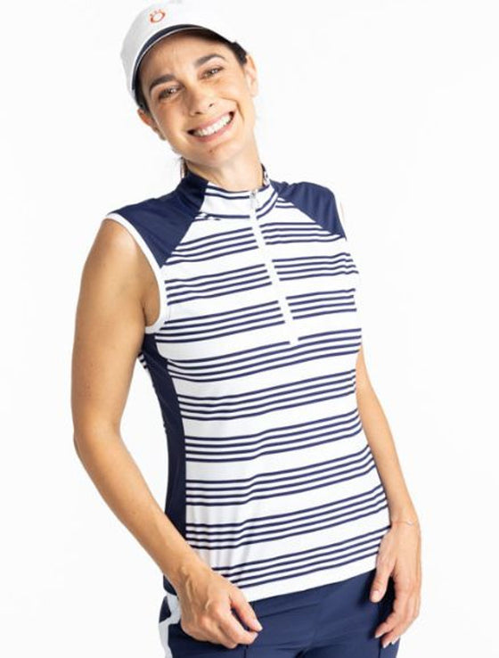 KINONA Cap to Tap Short Sleeve Golf Shirt- Shutter Stripe