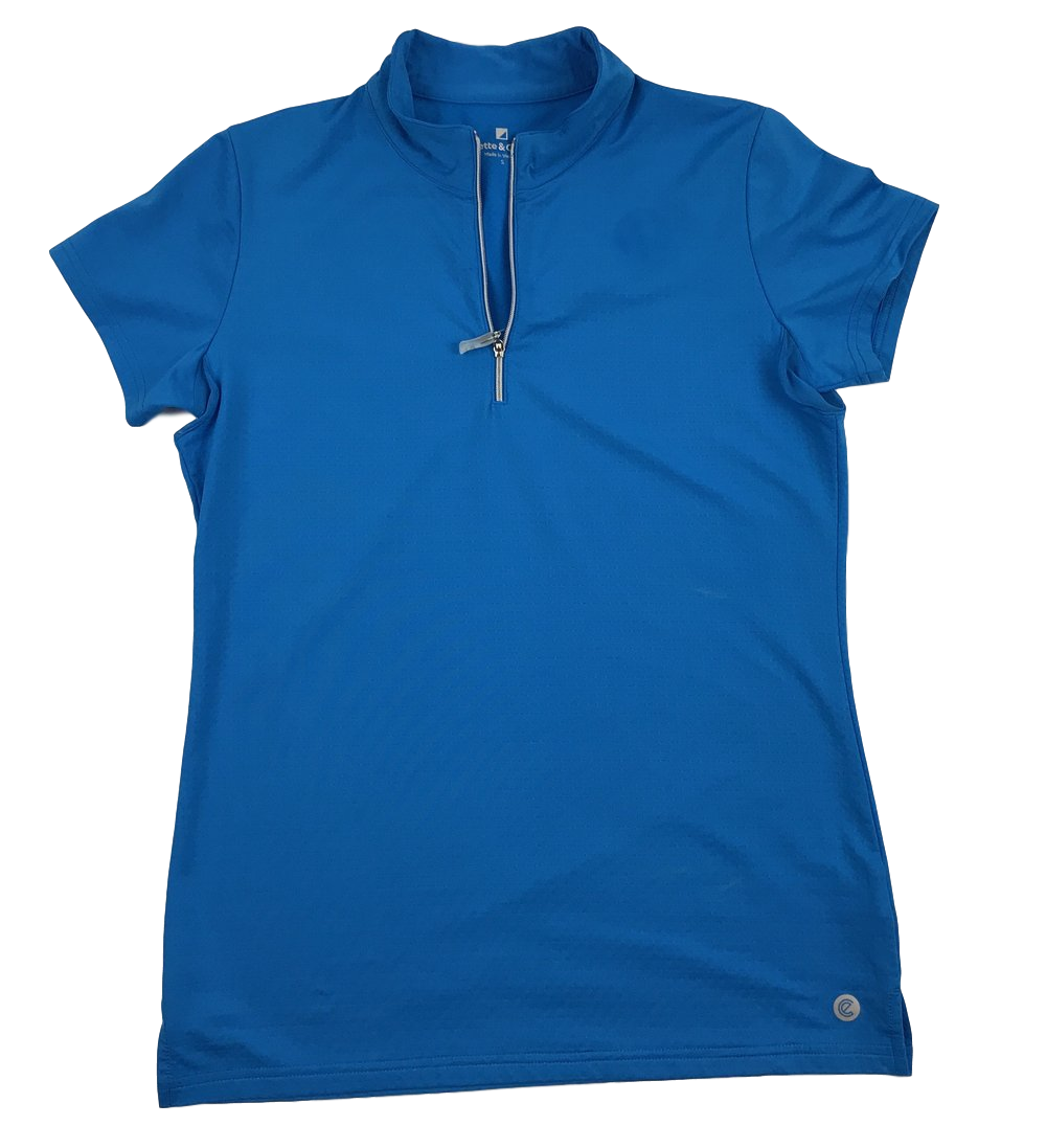 Bette Court SPF 30 Cool Elements Short Sleeve Mock Neck Polo Sea Peanuts and Golf