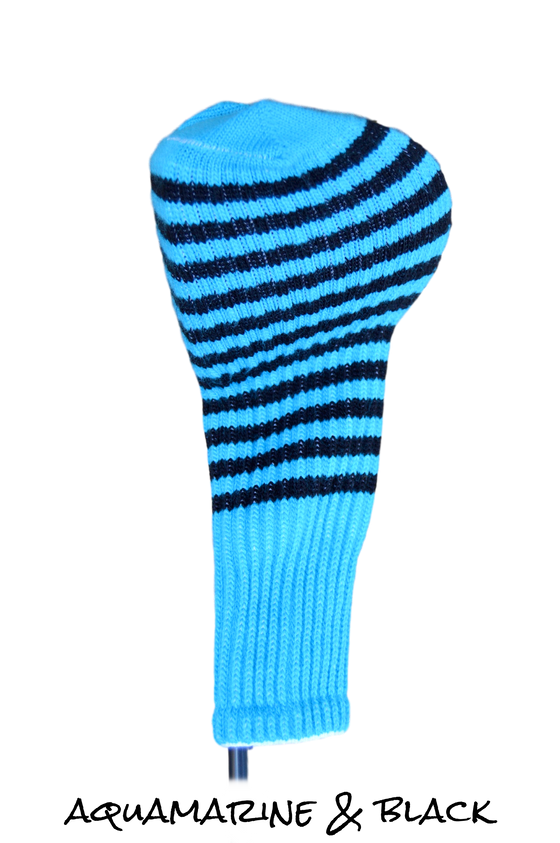 Aquamarine and Black Club Sock Golf Headcover