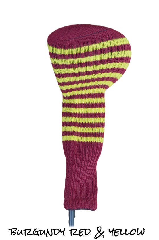 Burgundy Red and Yellow Club Sock Golf Headcover