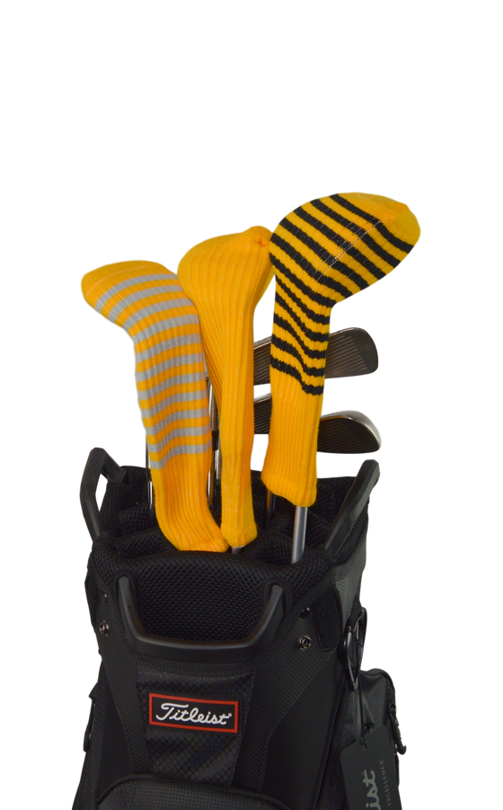 Gold and Navy Blue Club Sock Golf Headcover