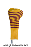 Gold and Burgundy Red Club Sock Golf Headcover | Peanuts and Golf 