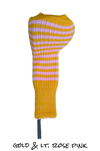 Gold and Light Rose Pink Club Sock Golf Headcover | Peanuts and Golf 