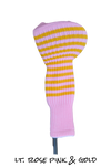 Light Rose Pink and Gold Club Sock Golf Headcover | Peanuts and Golf