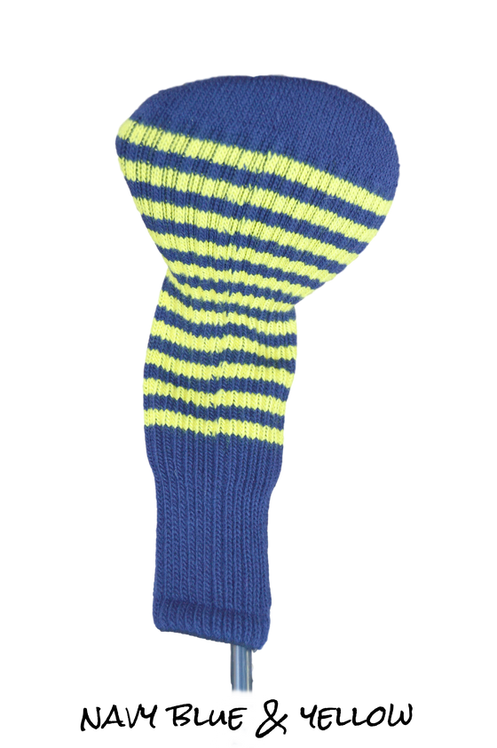 Navy Blue and Yellow Club Sock Golf Headcover