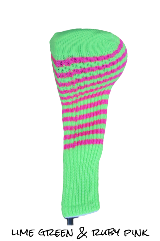 Lime Green and Ruby Pink Club Sock Golf Headcover | Peanuts and Golf