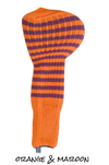 Orange and Maroon Club Sock Golf Headcover | Peanuts and Golf