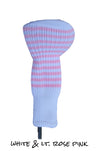 White and Light Rose Pink Club Sock Golf Headcover