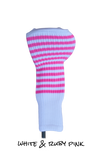 White and Ruby Pink Club Sock Golf Headcover | Peanuts and Golf