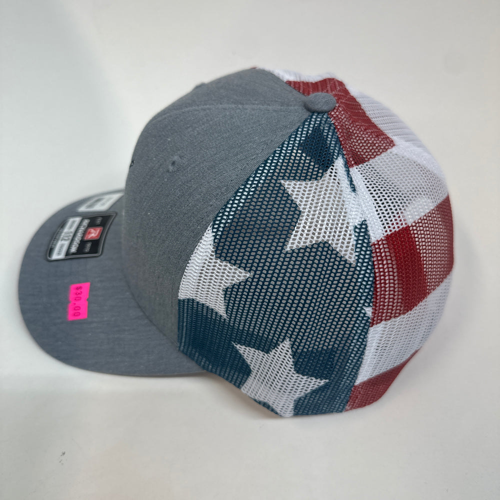 Peanuts and Golf Trucker Golf Hat - Grey/Stars & Stripes