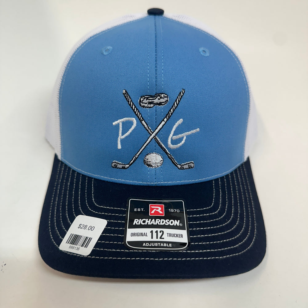 Peanuts and Golf Trucker Golf Hat - Light Blue Adjustable