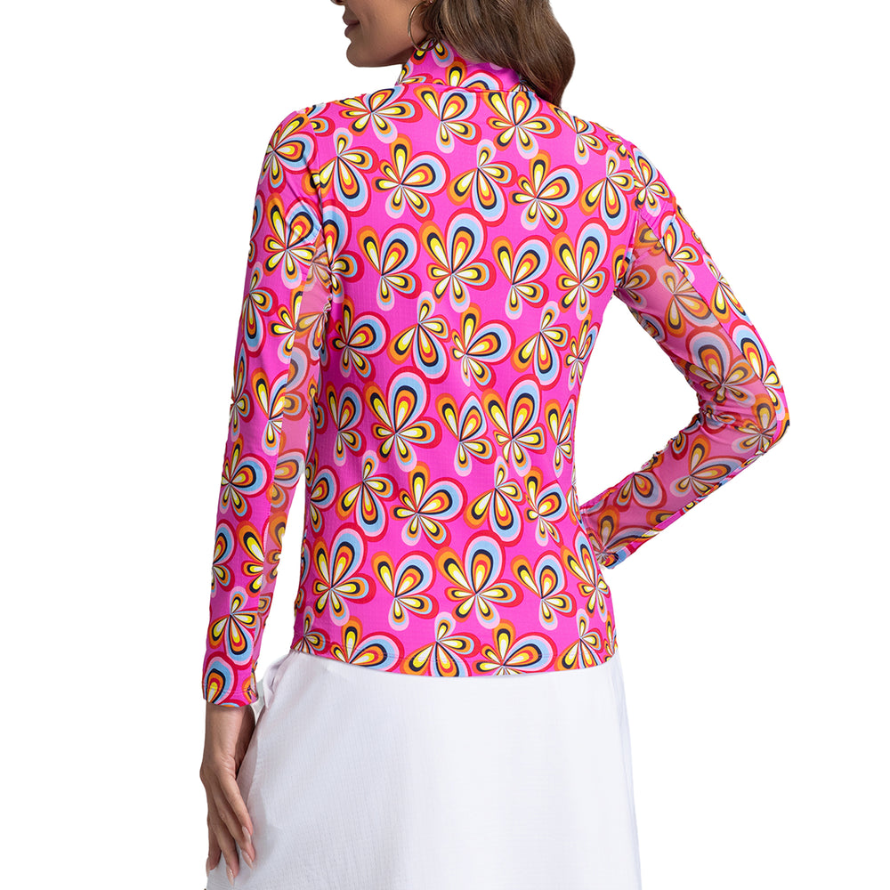 Ibkul Long Sleeve Zip Mock Arya Hot Pink 10109