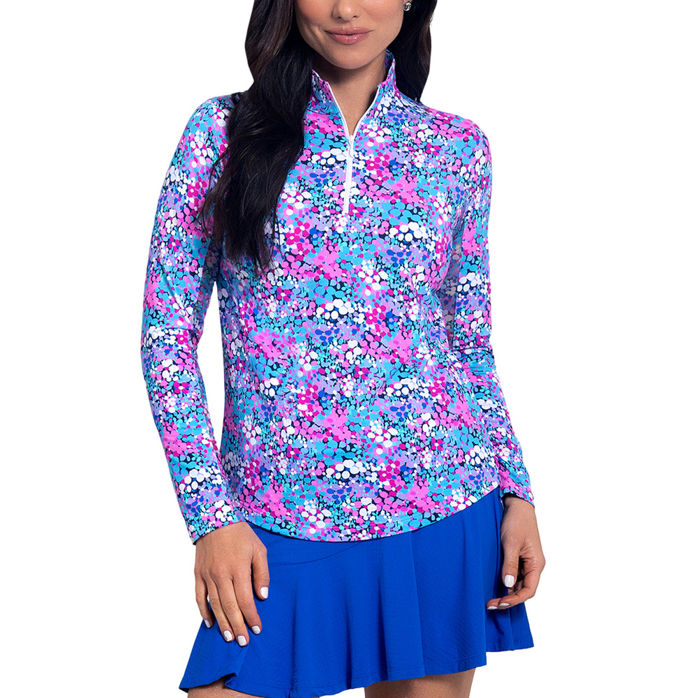 Ibkul Long Sleeve Zip Mock Allana Candy Pink 10112