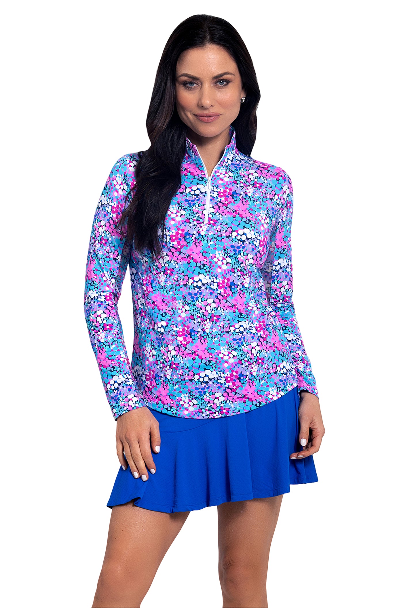 Ibkul Long Sleeve Zip Mock Allana Candy Pink 10112