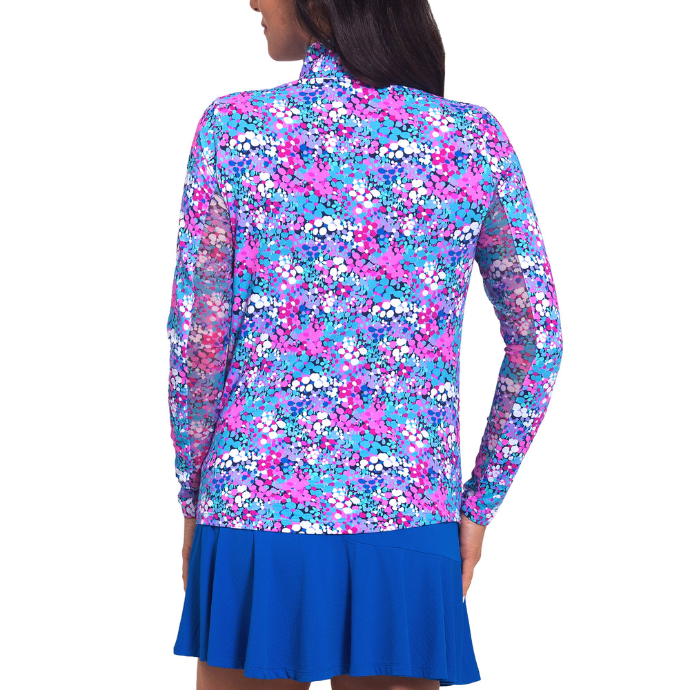 Ibkul Long Sleeve Zip Mock Allana Candy Pink 10112