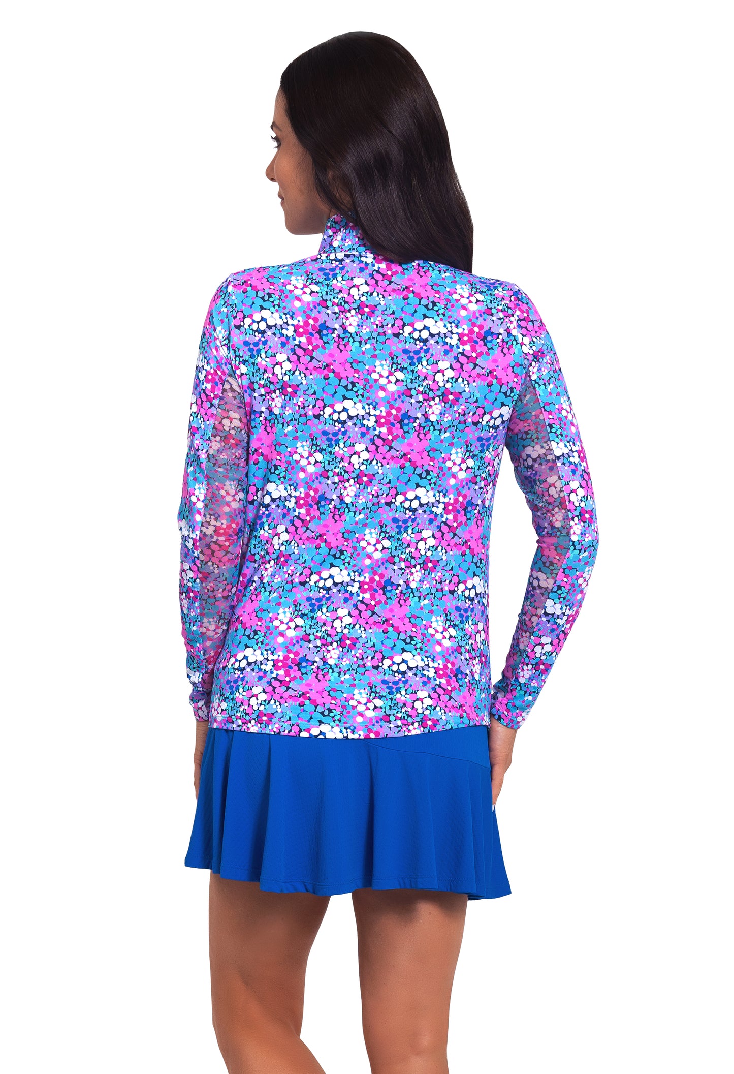 Ibkul Long Sleeve Zip Mock Allana Candy Pink 10112