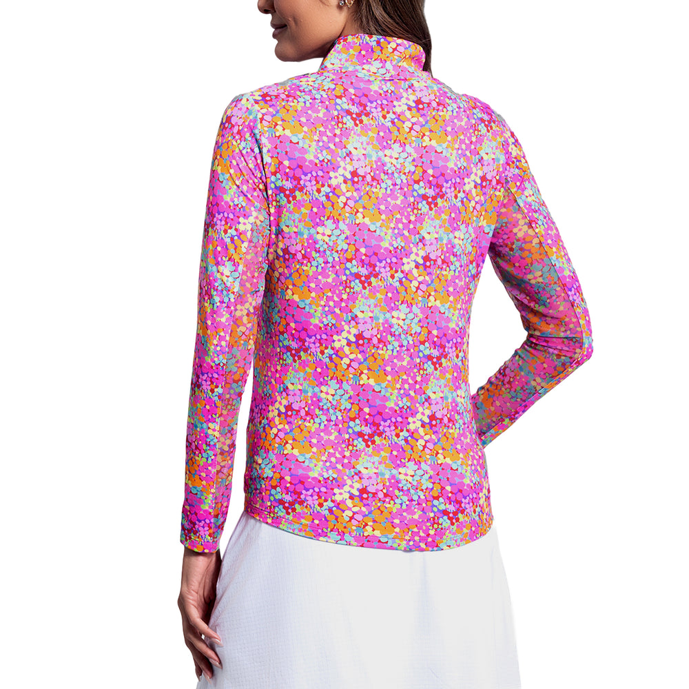 Ibkul Long Sleeve Mock Allana Hot Pink Print 10112