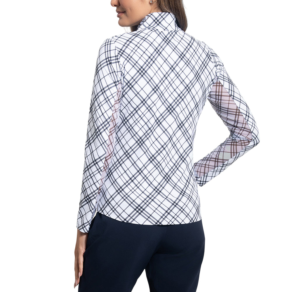 Ibkul Long Sleeve Zip Mock Tony Black/White 10119