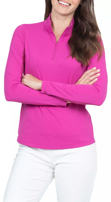  Ibkul Icifil SPF 50 Long Sleeve Sun Shirt: Mock Neck  Raspberry