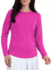  Ibkul Icifil SPF 50 Long Sleeve Sun Shirt: Crew Neck  Raspberry