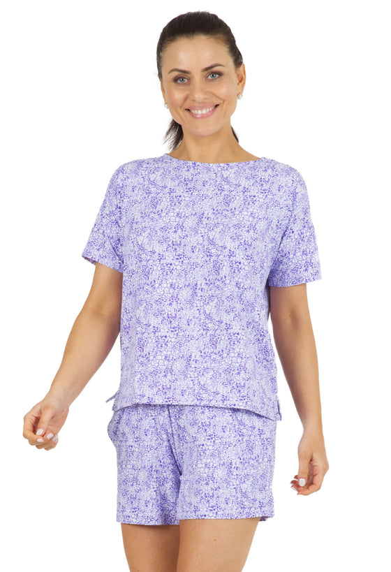 Ibkul   Women's   Pajama Short Set -Abstract Skin Lavender