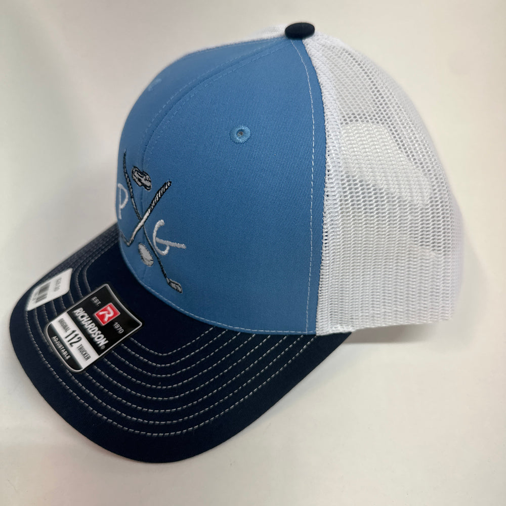 Peanuts and Golf Trucker Golf Hat - Light Blue Adjustable