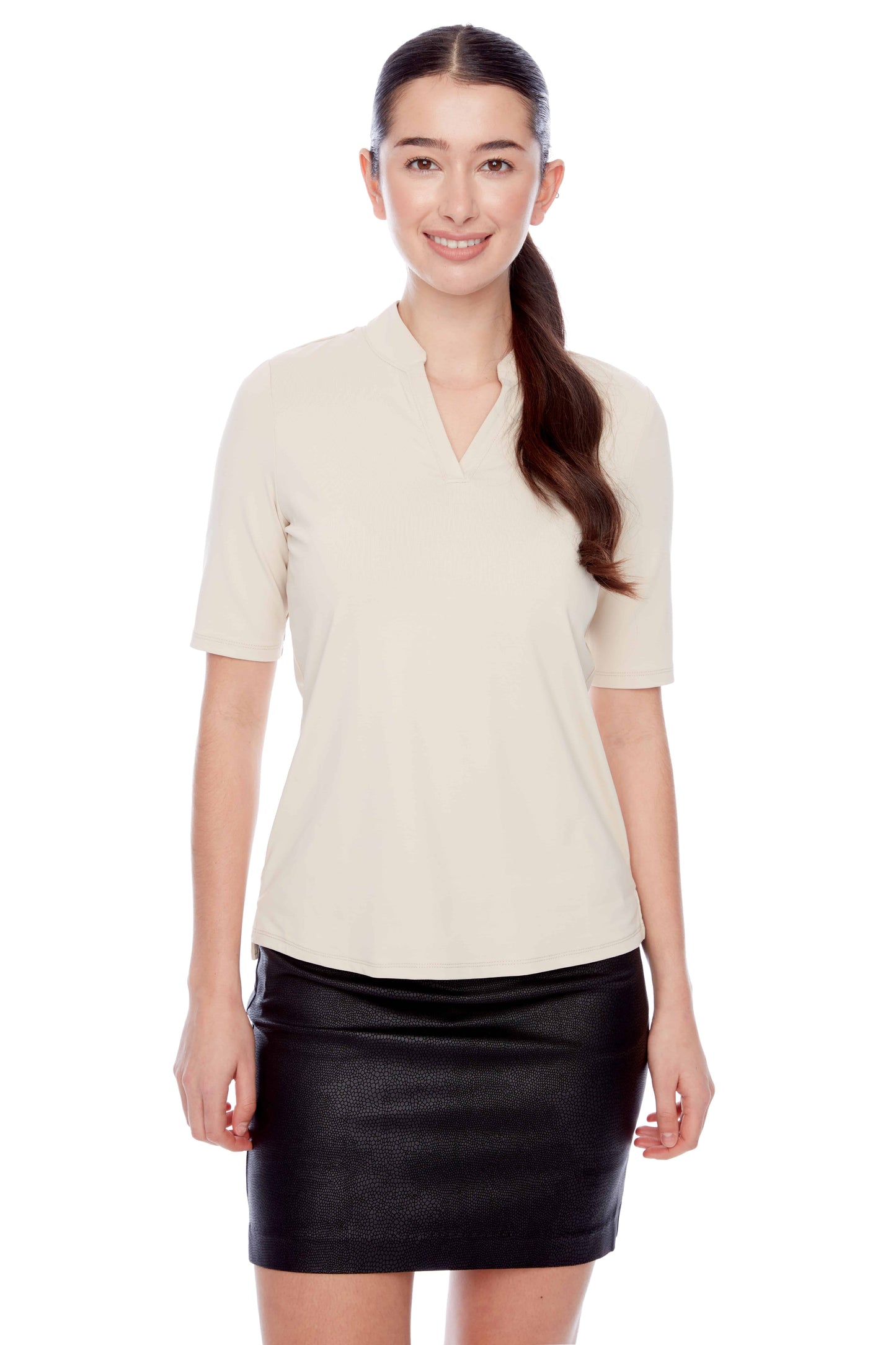 Swing Control Solid Short-Sleeve V-Neck Velocity Polo 6050