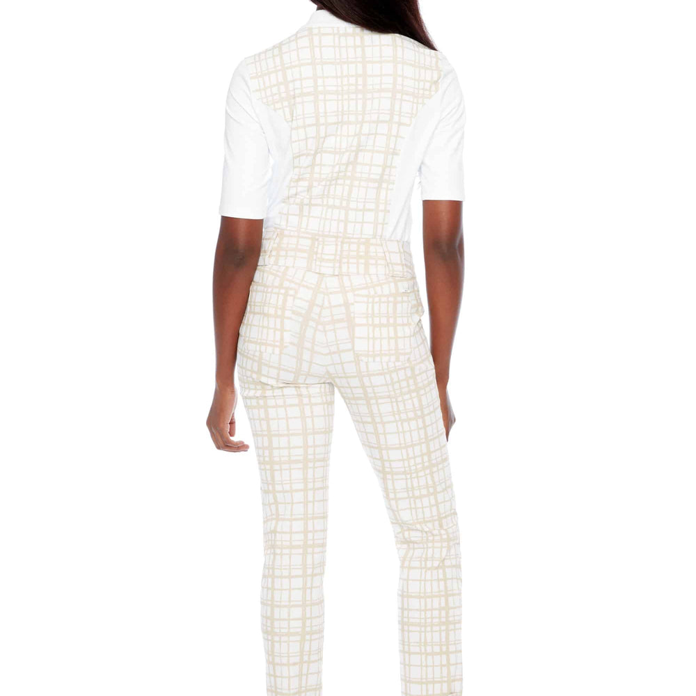 Swing Control Plaid Vented Button-Tab Techno Ankle Pant 4201