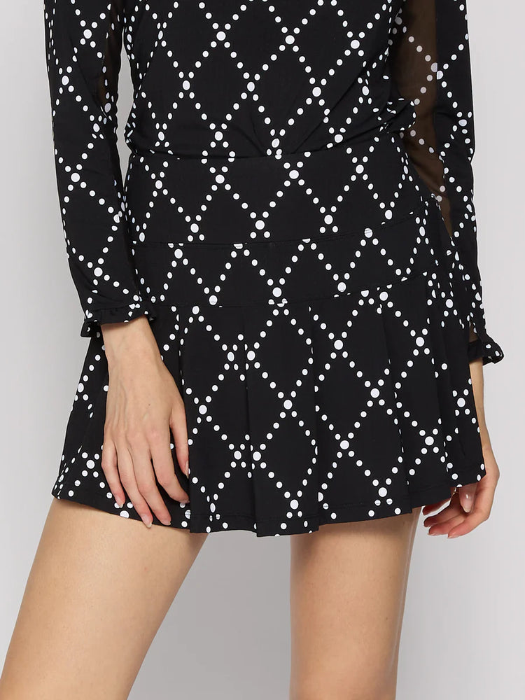 G Lifestyle Pleat Skort in Diamond Geo Black 633032