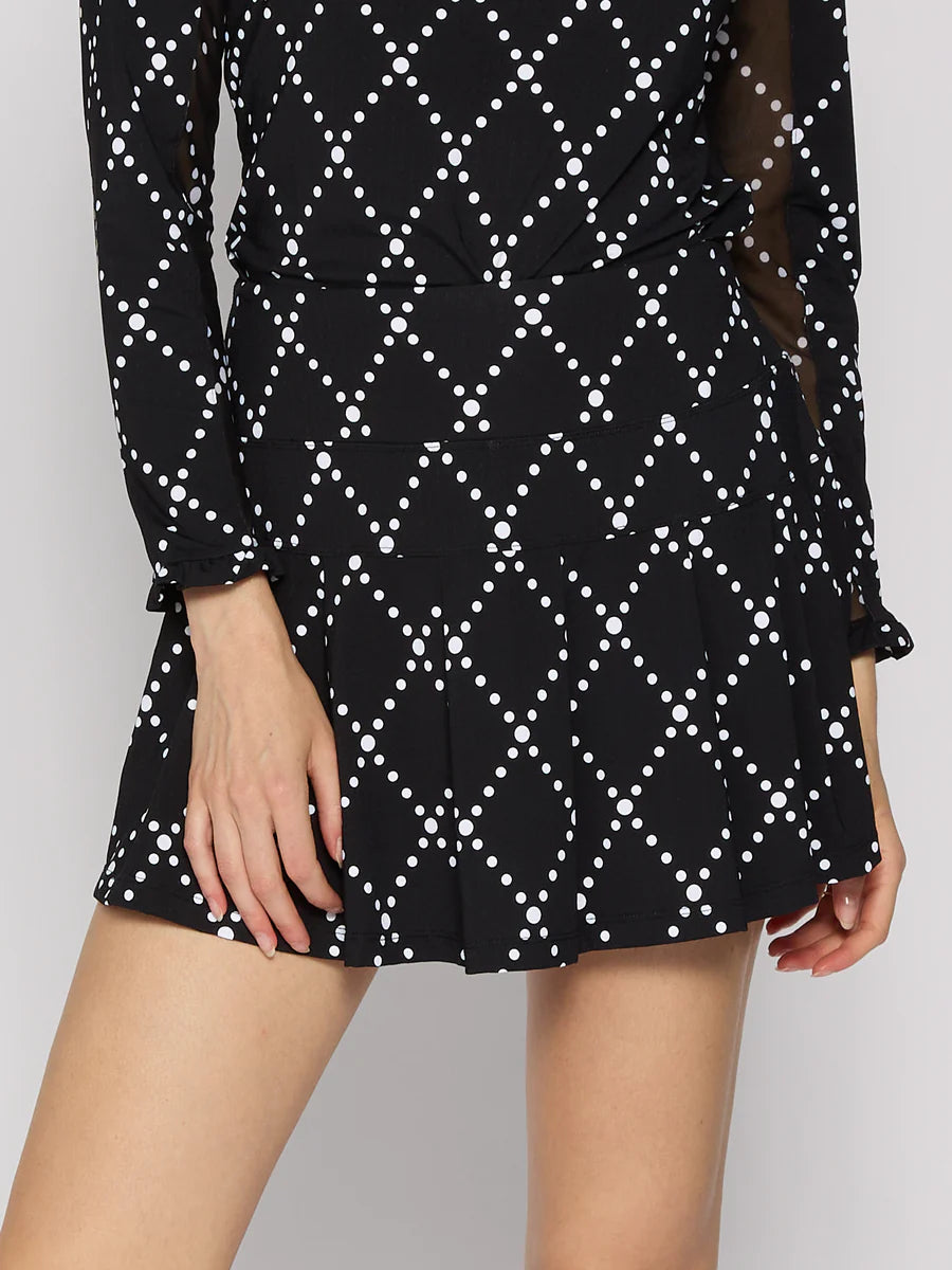 G Lifestyle Pleat Skort in Diamond Geo Black 633032