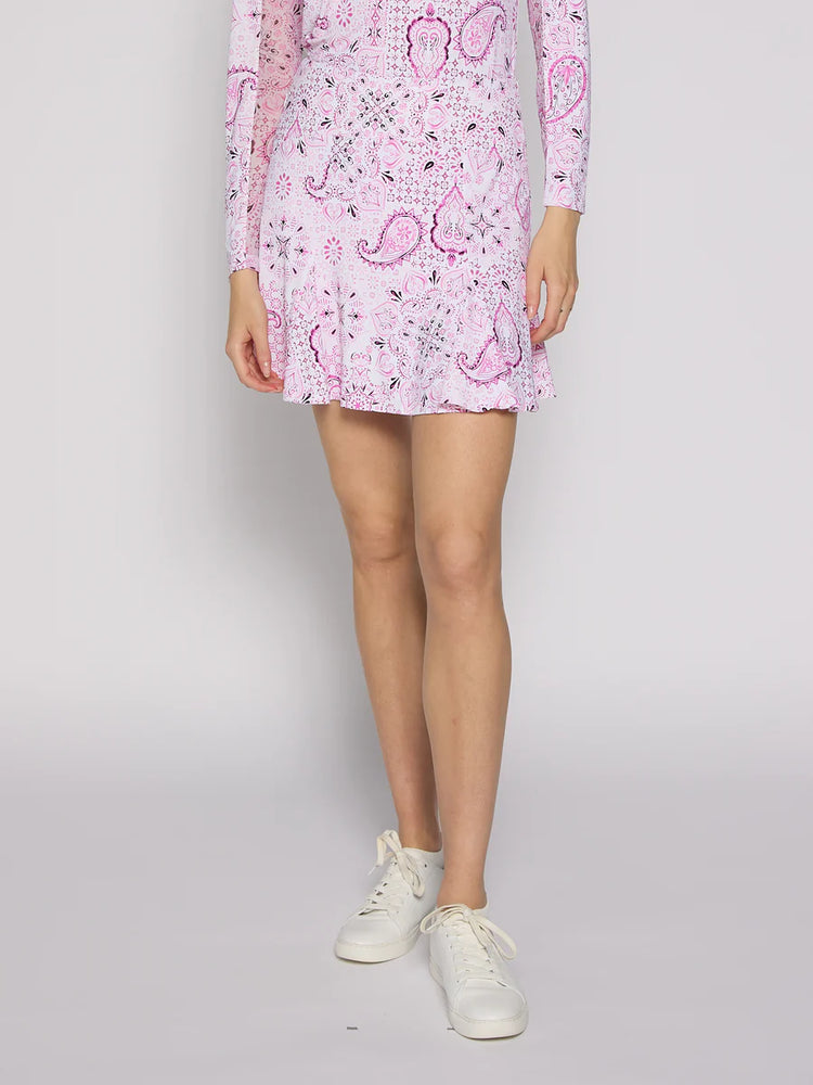 G Lifestyle Flare Godet Skort in Pink Paisley 723013