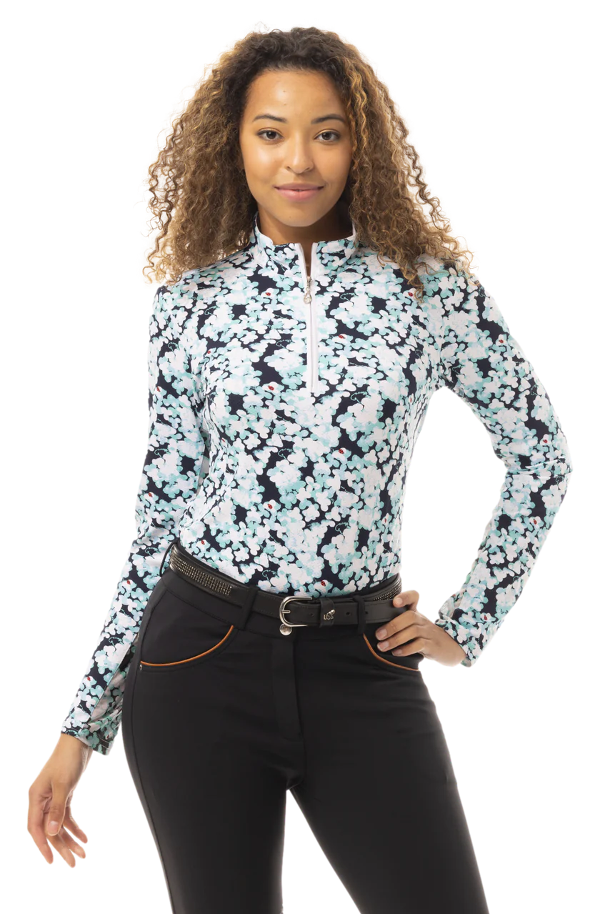 SanSoleil   SolTek  Lux L/S  Print Mock 900621- LUCKY CHARM