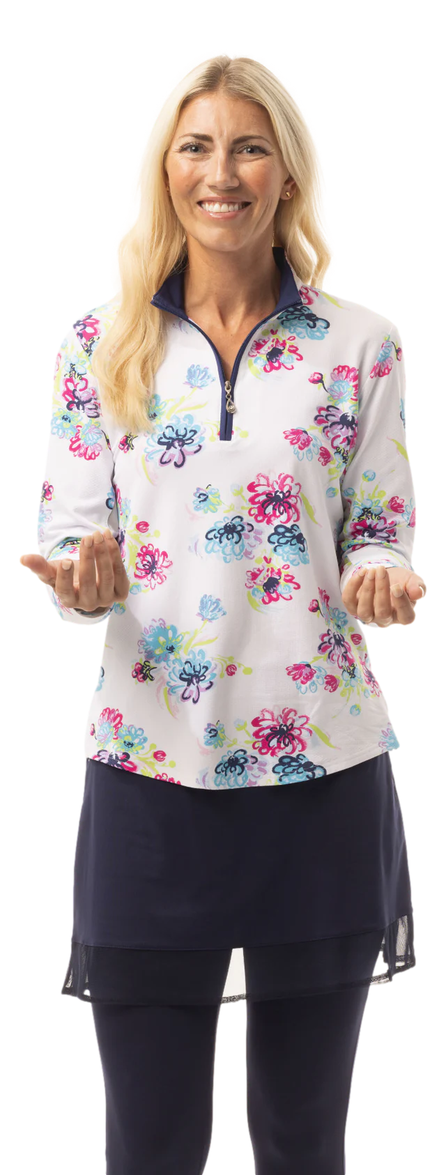 SanSoleil   SolTek  Lux L/S  Print Mock 900621- MUMZIE
