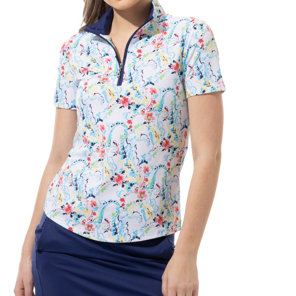SanSoleil   SolTek  Lux S/S  Print Mock 900621- Chantily Multi