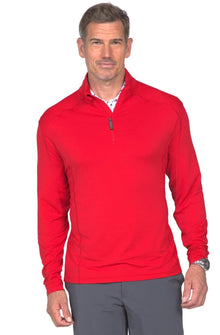  Ibkul   Men's  Long Sleeve Mock Neck  Red  UPF 50+