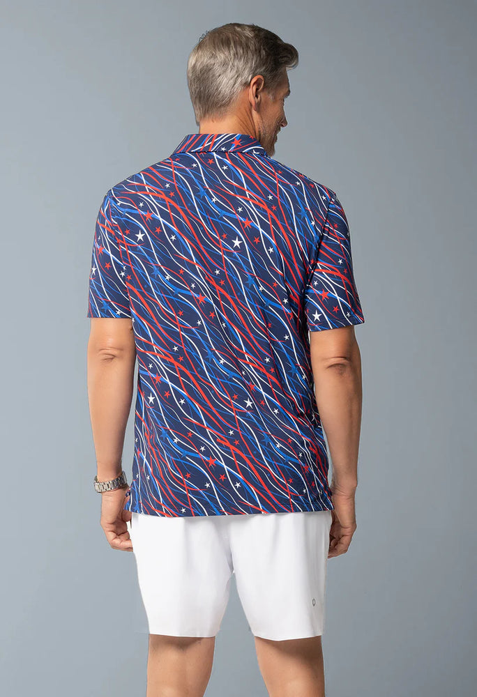 Ibkul Men's Polo Patriotic Confetti Navy 94091