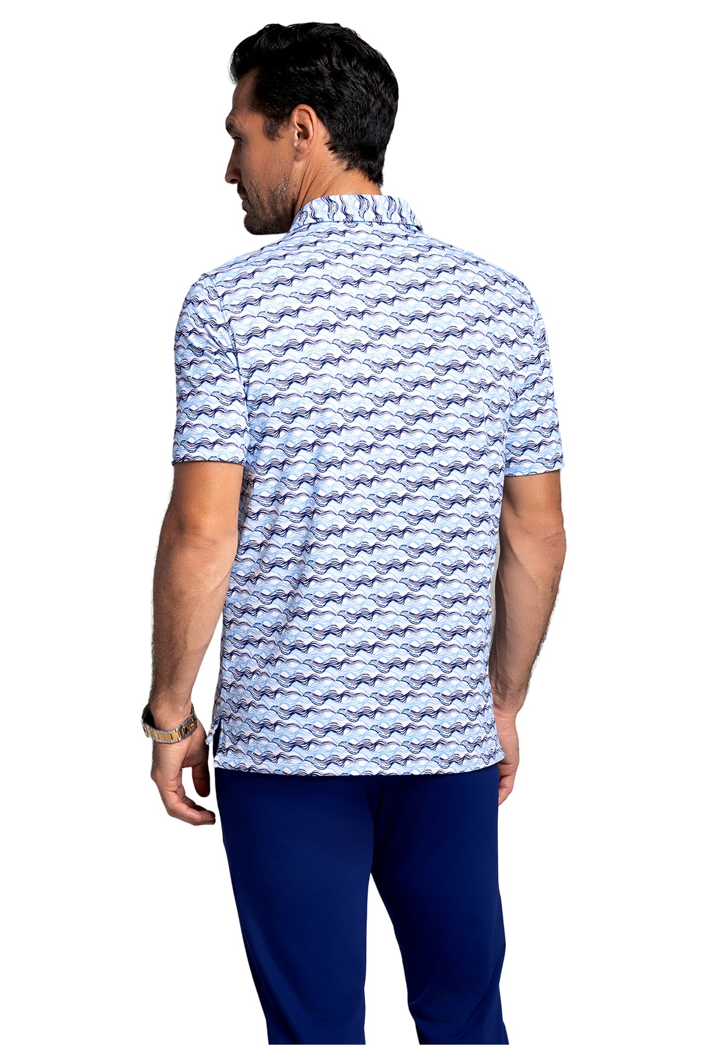 Ibkul Men's Short Sleeve Polo Current White/Ink/Peri 94107