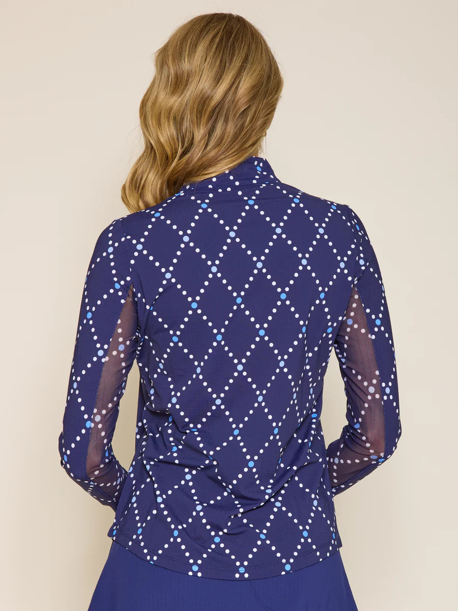 G Lifestyle Quarter Zip Sun Protection Top Navy Diamond Geo 183030