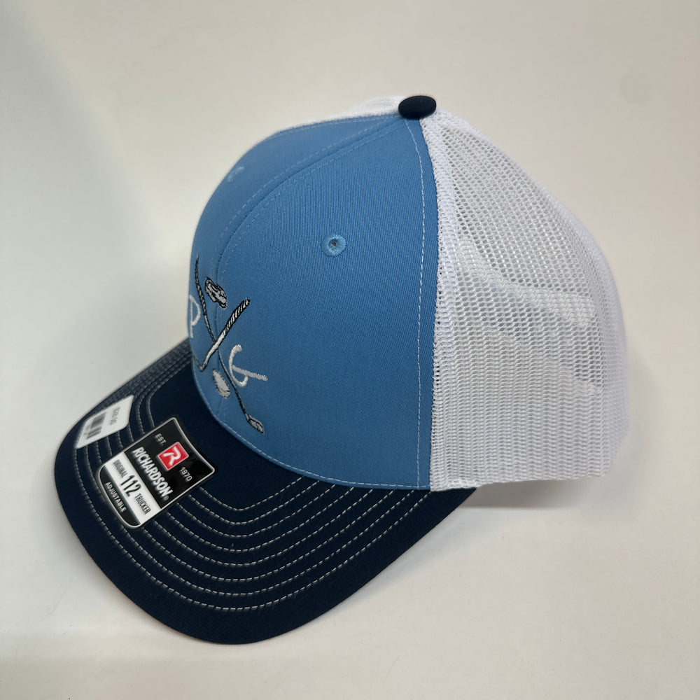 Peanuts and Golf Trucker Golf Hat - Light Blue/White