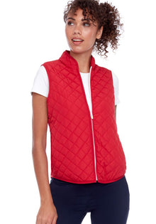  Swing Control Quilted Zip-Up Vest -Red