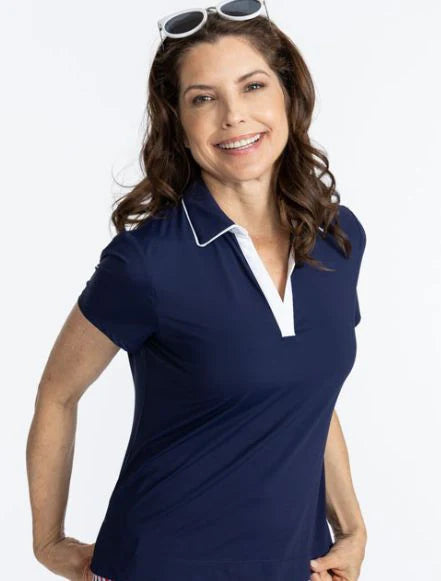 KINONA Classic and Fantastic Short Sleeve Golf Shirt- Navy Blue