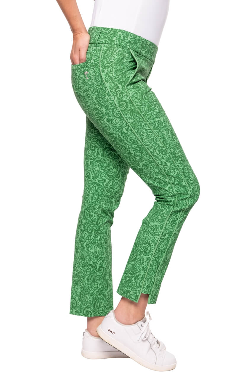 Golftini Green Paisley Stretch Ankle Pant PAAK25PGR