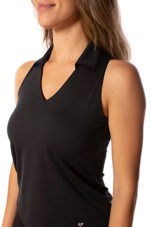 Golftini Sleeveless LISA Polo -Black